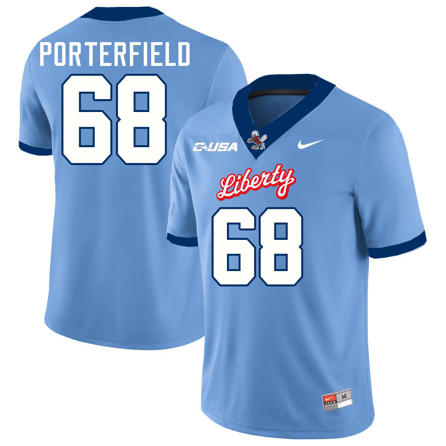 Liberty Flames #68 Hunter Porterfield College Football Jerseys Stitched-Light Blue